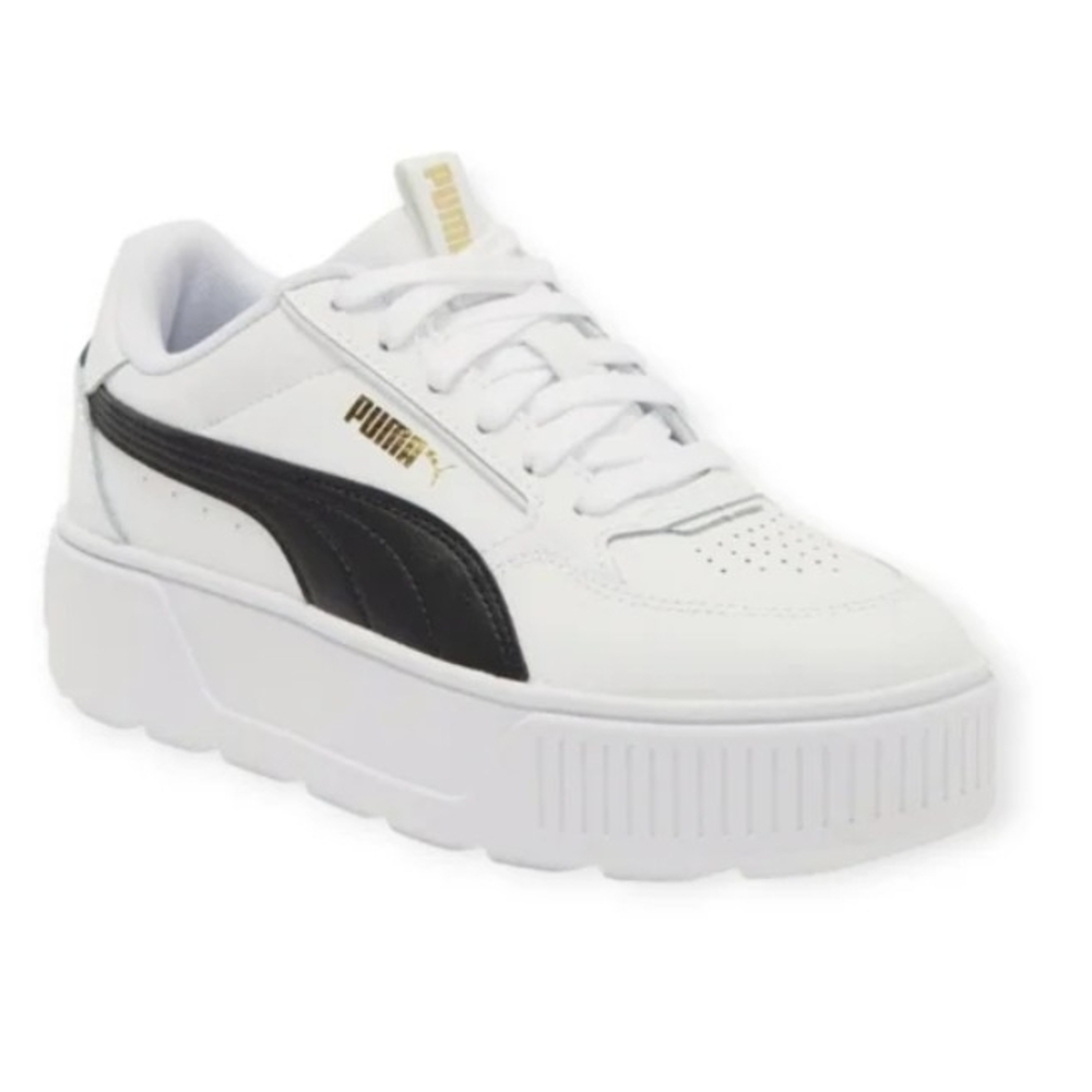 PUMA White and Black Smash V3 Platform Sneakers Size 10